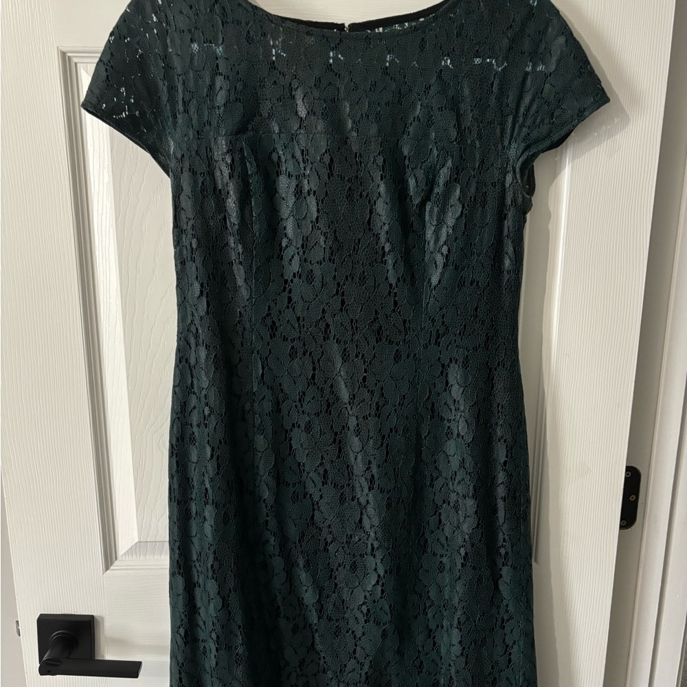Donna Morgan Dark Green Lace Midi Dress